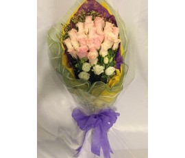 F108 24 PCS LIGHT PINK ROSES BOUQUET